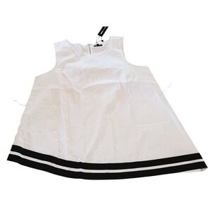 Lane Bryant Glamour 22 White Cotton‎ Side Angle Sleeveless Swing Top NWT $55
